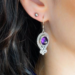 Boucles d'Oreilles ethniques améthyste