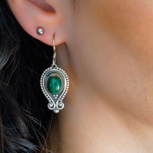 Boucles d'Oreilles ethniques Malachite