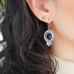 Boucles d'Oreilles ethniques Onyx noir