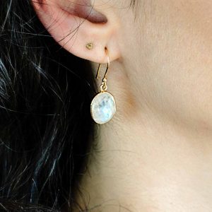 Boucle d'oreilles argent plaqué or et Pierres de Lune