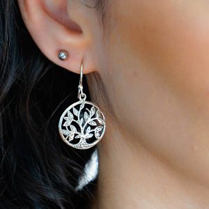 Boucles d'Oreilles argent massif - Arbre de Vie