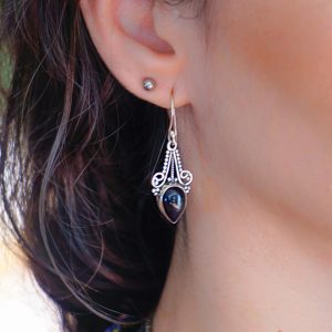 Boucles d'Oreilles argent Onyx noir