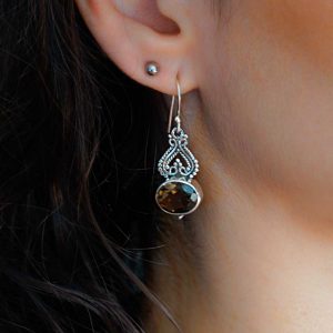 Boucles d'Oreilles argent Quartz fumé