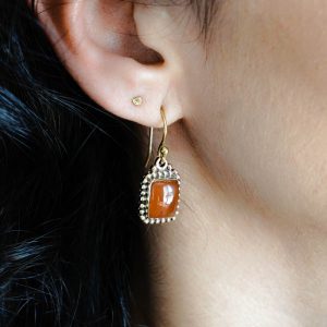 Boucles d'Oreilles laiton Cornaline