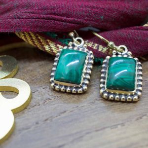 Boucles d'Oreilles en laiton et Malachite