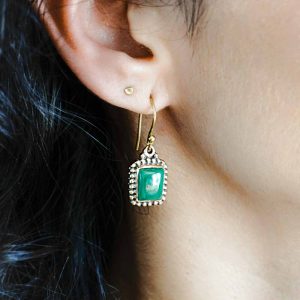 Boucles d'Oreilles en laiton et Malachite