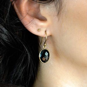 Boucles d'Oreilles en laiton et Onyx noir