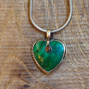 Pendentif coeur turquoise africaine argent