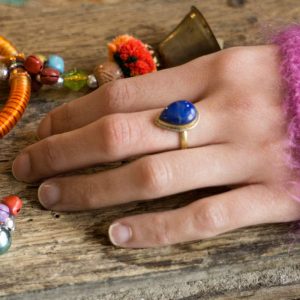 Bague goutte en laiton Lapis Lazuli