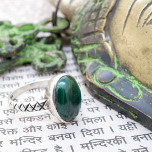 Bague ovale argent malachite