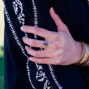 Bague laiton doré labradorite