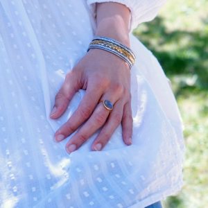 Bague plaqué or et labradorite