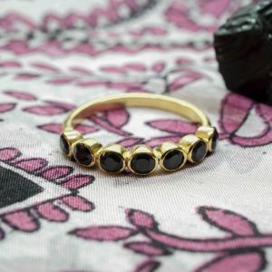 Bague Plaqué Or Mini Pierres Onyx Noir