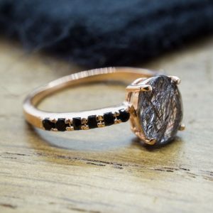 Bague plaqué or rosé quartz rutile