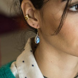 Boucles d'oreilles argent plaqué or et Labradorite