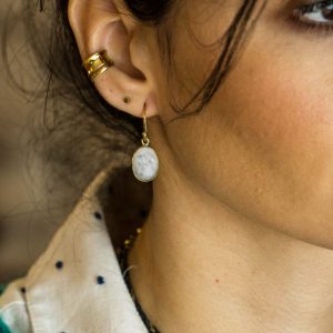 Boucles d'oreilles laiton et Pierre de Lune