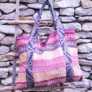 Sac cabas Vintage Kantha Sable & Bruyère Anse Lavande