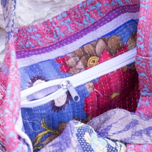 Sac cabas Vintage Kantha Sable & Bruyère Anse Lavande