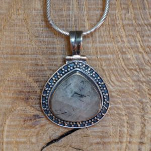 Pendentif Goutte Quartz Rutile Argent