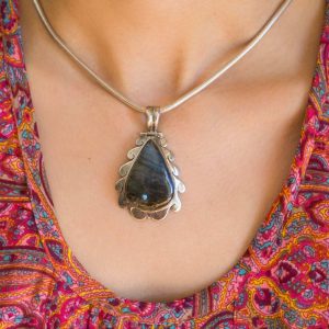 Pendentif labradorite vague argent