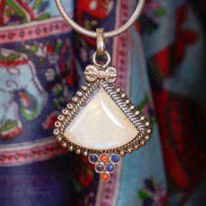 pendentif labradorite blanche argent