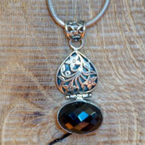 Pendentif Vintage Onyx Noir Argent