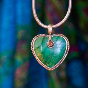Pendentif coeur turquoise africaine argent