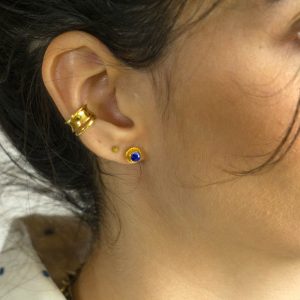 Boucles d'oreilles puces plaqué Or et Lapis Lazuli