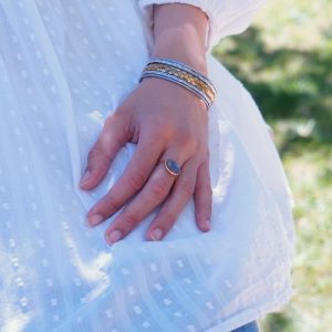 Bracelet manchette bohème en laiton doré et argenté