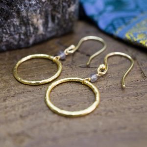 Boucles d'oreilles Ila en Laiton et Labradorite