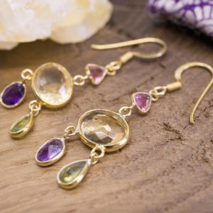 Boucles d'oreilles Kama argent plaqué or et Citrine