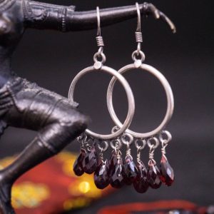 Boucles d’oreilles Mirabaî Argent Grenat