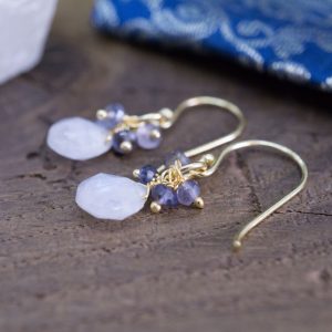 Boucles d'oreilles Vesta en laiton et Pierre de Lune