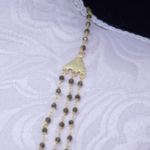 Collier Galta Multirangs Laiton et Pierres Naturelles