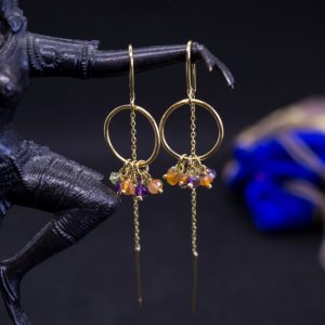 Boucles d’Oreilles Divya Plaqué Or et Pierres Fines