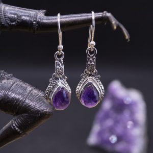 Boucles d'Oreilles Alisha Argent et Améthyste