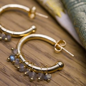 Boucles d’Oreilles Danna Plaqué Or et Labradorite