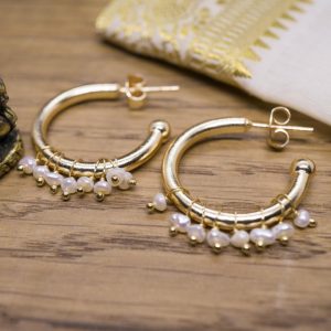 Boucles d’Oreilles Danna Plaqué Or et Nacre
