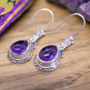 Boucles d'Oreilles Alisha Argent et Améthyste