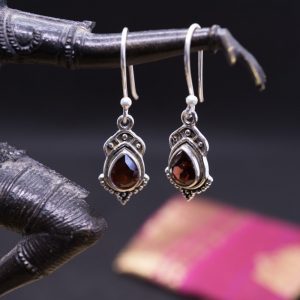 Boucles d’Oreilles Ganji Argent et Grenat