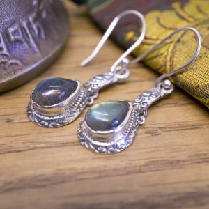 Boucles d'Oreilles Lakshman Argent et Labradorite
