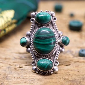 Bague Tadka Argent Malachite