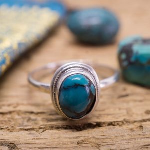 Bague fine Koh Phi Phi Argent et Turquoise