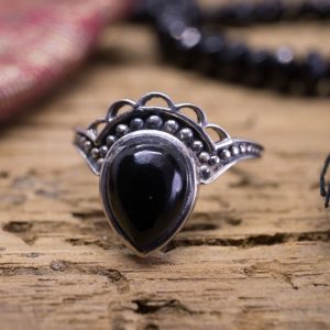 Bague Maharani Argent et Onyx Noir