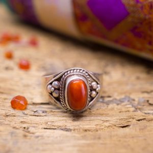 Bague Tagore Argent et Corail Rouge