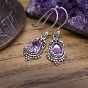Boucles d’Oreilles Ahélya Argent et Améthyste