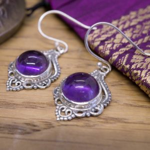 Boucles d’Oreilles Poovar Argent et Améthyste
