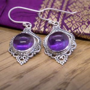 Boucles d’Oreilles Poovar Argent et Améthyste