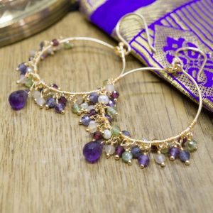 Boucles d’Oreilles Aishwarya Plaqué Or et Pierres Fines