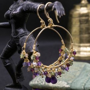 Boucles d’Oreilles Aishwarya Plaqué Or et Pierres Fines